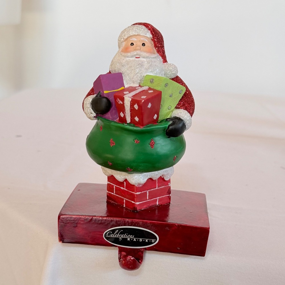 Celebrations by Christopher Radko Santa Claus Chimney Stocking Holder Glitter